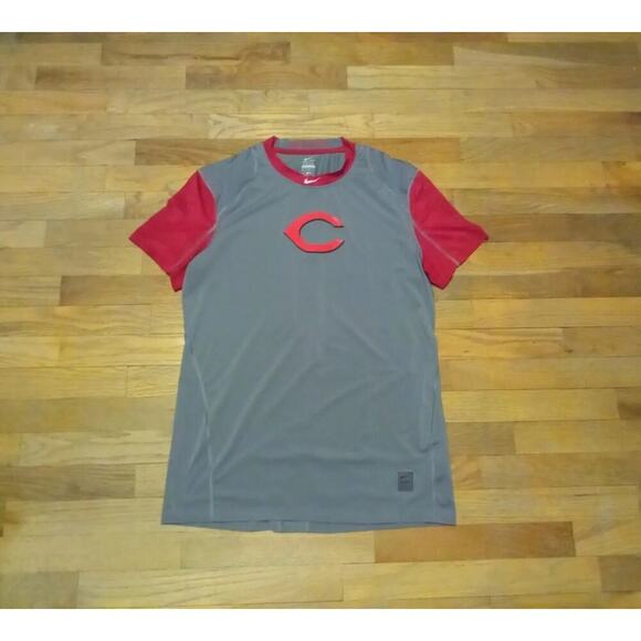 Nike Pro Combat Cincinnati Reds Short Sleeve T Shirt Dri Fit Gray Men's Medium - Picture 7 of 7
